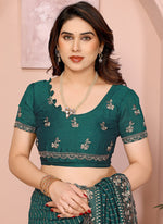 Thumbnail for Vellora Green Vichitra Zari Embroidery Work Saree