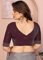 Thumbnail for Vellora Grey Fandy Satin Border Work Festival Wear Saree - Distacart