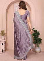 Thumbnail for Vellora Lavender Vichitra Embroidery Work Festival Wear Saree - Distacart