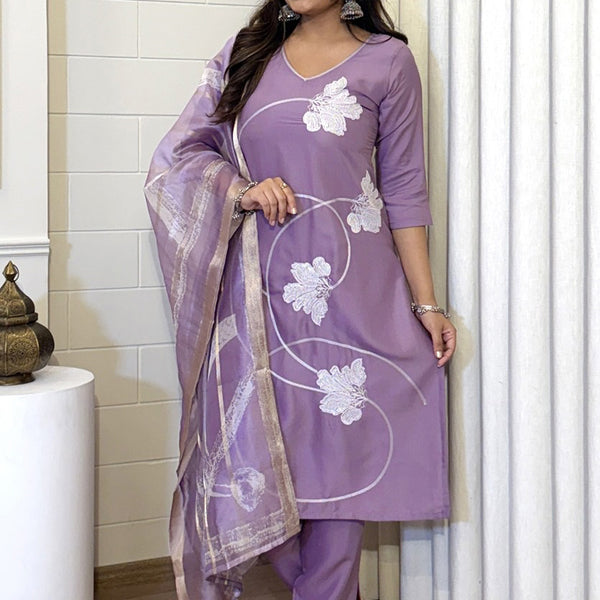 Vellora Viscose Lilac Daily Wear Printed Work Readymade Salwar Suit - Distacart