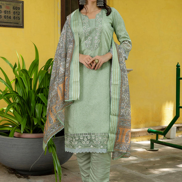 Vellora Silk Blend Pista Casual Wear Embroidery Work Readymade Salwar Suit - Distacart
