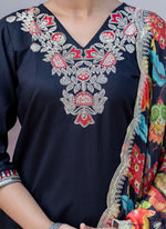 Thumbnail for Vellora Silk Blend Black Casual Wear Embroidery Work Readymade Salwar Suit