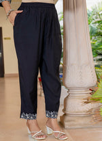 Thumbnail for Vellora Silk Blend Black Casual Wear Embroidery Work Readymade Salwar Suit