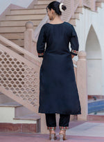 Thumbnail for Vellora Silk Blend Black Casual Wear Embroidery Work Readymade Salwar Suit