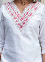 Thumbnail for Vellora Chanderi Silk White Casual Wear Embroidery Work Readymade Salwar Suit