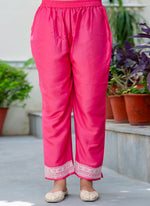 Thumbnail for Vellora Silk Blend Pink Casual Wear Embroidery Work Readymade Salwar Suit