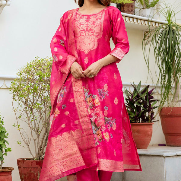 Vellora Viscose Hot Pink Festival Wear Digital Print Work Readymade Salwar Suit - Distacart