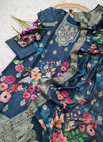 Thumbnail for Vellora Viscose Navy Blue Festival Wear Digital Print Work Readymade Salwar Suit