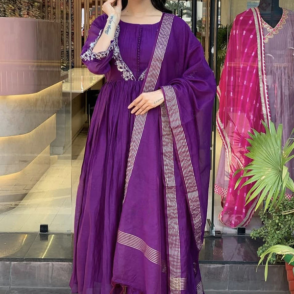 Vellora Viscose Purple Festival Wear Embroidered Work Readymade Salwar Suit - Distacart