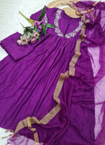 Thumbnail for Vellora Viscose Purple Festival Wear Embroidered Work Readymade Salwar Suit