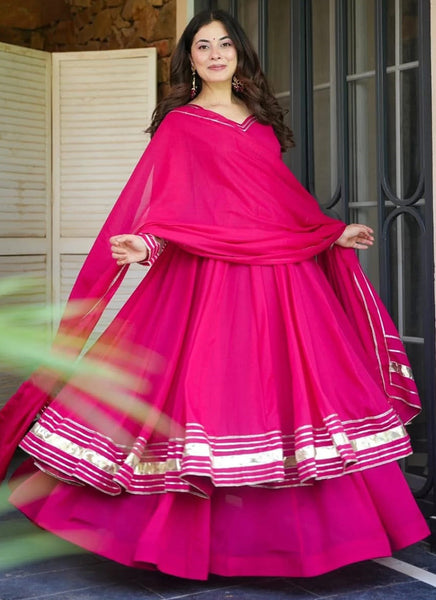 Vellora Georgette Pink Festival Wear Embroidered Work Readymade Gown