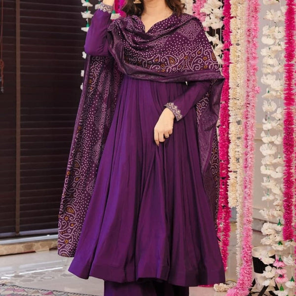 Vellora Viscose Wine Festival Wear Embroidered Work Readymade Salwar Suit