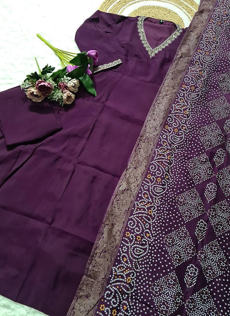 Vellora Viscose Wine Festival Wear Embroidered Work Readymade Salwar Suit