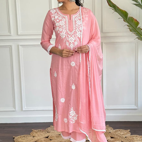 Vellora Cotton Light Pink Daily Wear Embroidered Work Readymade Salwar Suit - Distacart