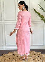Thumbnail for Vellora Cotton Light Pink Daily Wear Embroidered Work Readymade Salwar Suit