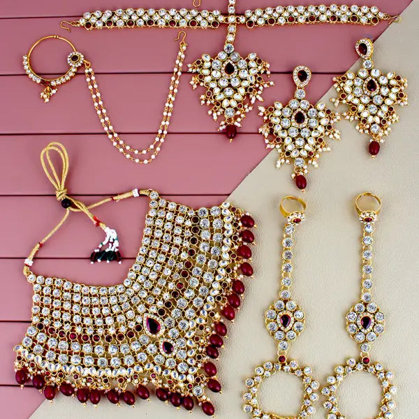Tehzeeb Creations Bridal Set with sheeshpatti for Girls & Women - Distacart