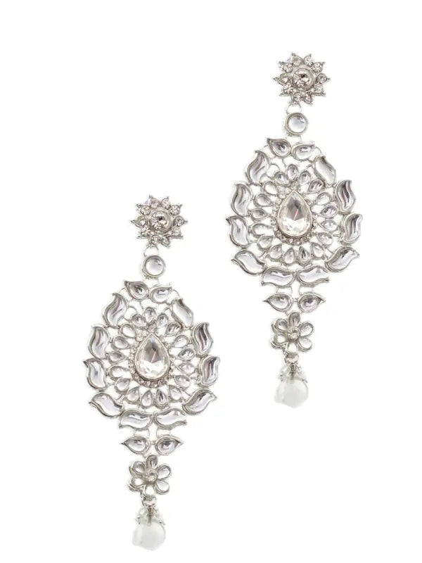 Tehzeeb Creations Platinum Plated Silver Polish Dulhan Bridal Jewelry Set 8 Pcs - Distacart