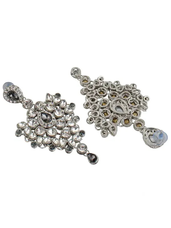 Tehzeeb Creations Platinum Plated Silver Polish Stone Mini Bridal Choker Set for Women & Girls - Distacart