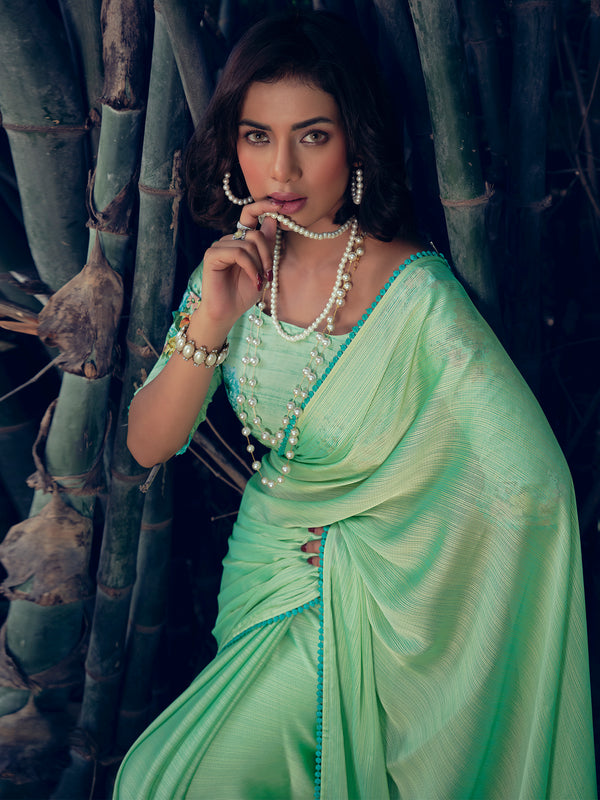 Stylee Lifestyle Green Art Silk Woven Saree