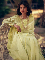 Thumbnail for Stylee Lifestyle Green Organza Woven Saree - Distacart