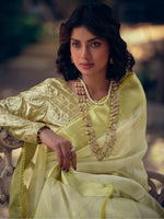 Thumbnail for Stylee Lifestyle Green Organza Woven Saree - Distacart