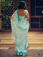Thumbnail for Stylee Lifestyle Sky Blue Organza Woven Saree - Distacart