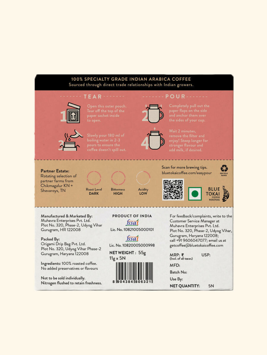 Blue Tokai French Roast Very Dark Roast Easy Pour Sachets - Distacart