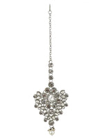 Thumbnail for Tehzeeb Creations Platinum Plated Silver Polish Stone Mini Bridal Choker Set for Women & Girls - Distacart