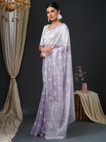 Thumbnail for NOZ2TOZ Women's Organza White Embroidered Designer Saree With Blouse Piece - Distacart