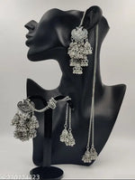 Thumbnail for Tehzeeb Creations Women's Silver Colour Earrings With Chain Style - Distacart
