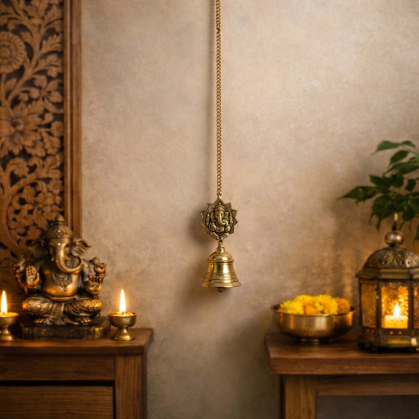 pure brass ganesh hanging bell