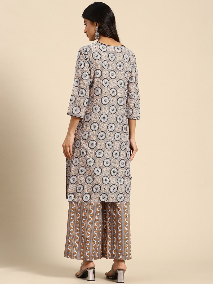 All About You Ethnic Motifs Printed Kurta with Palazzos - Distacart