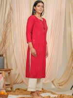 Thumbnail for Ode by House of Pataudi Floral Embroidered Tie-Up Neck Thread Work Straight Kurta - Distacart