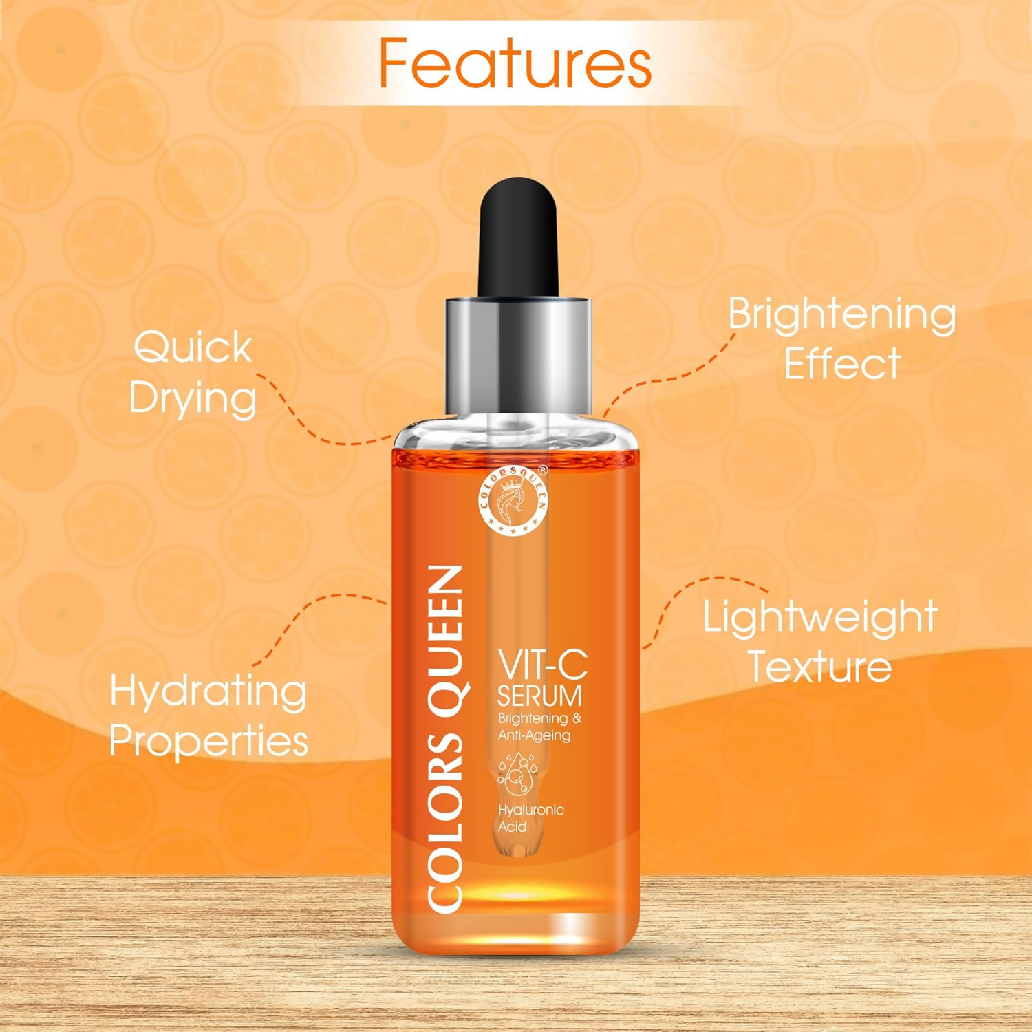 Colors Queen Vitamin C Face Serum For Glowing Skin With Hyaluronic Acid - Distacart