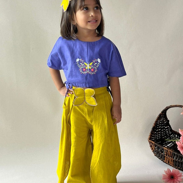 ArthLife Mustard Purple Butterfly Embroidered Co-Ord Set - Distacart