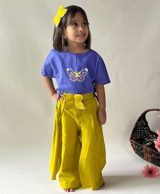 ArthLife Mustard Purple Butterfly Embroidered Co-Ord Set - Distacart