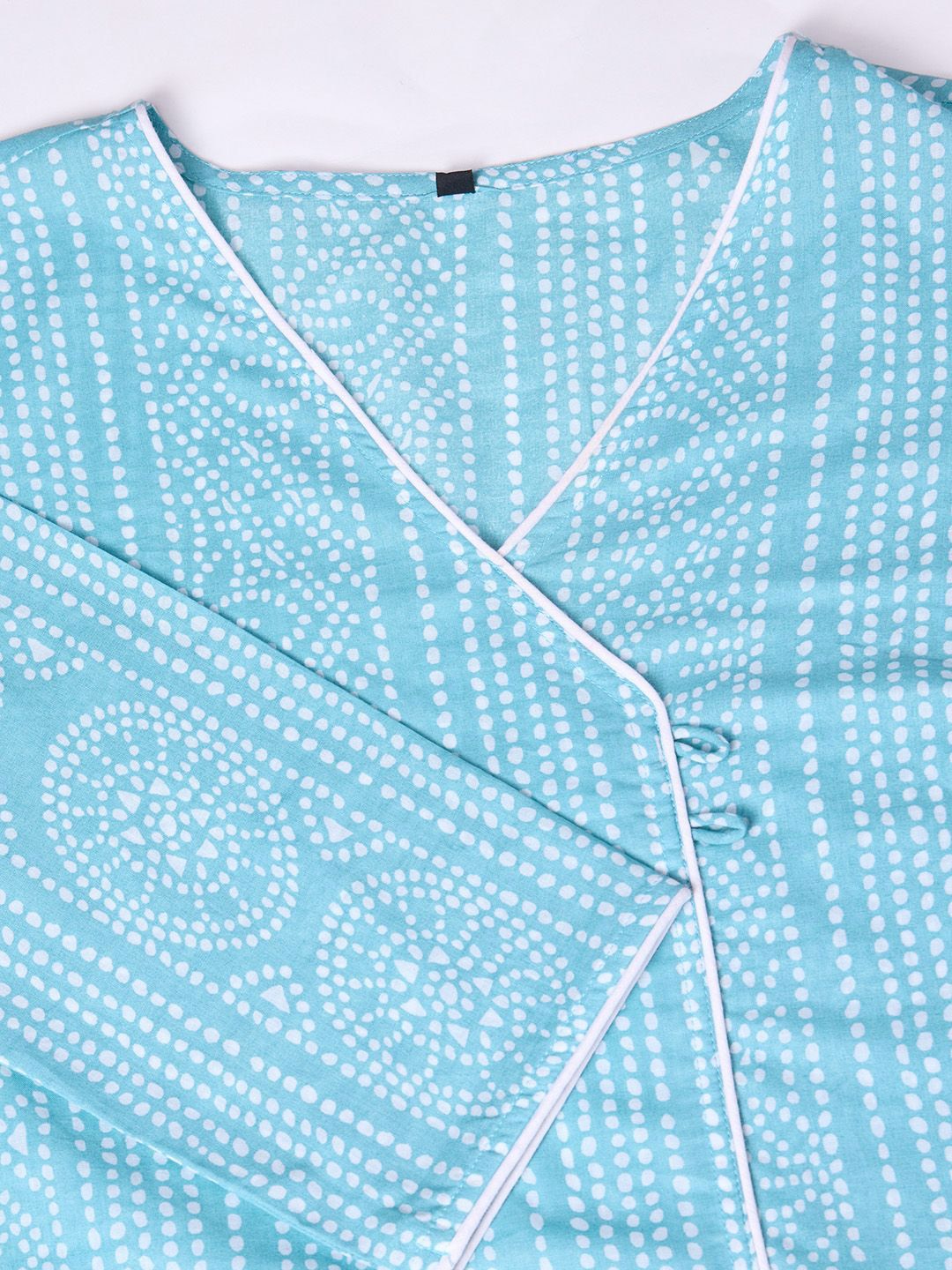 Ode by House of Pataudi Bandhani Printed Regular Pure Cotton Kurta with Trousers - Distacart