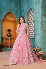 Thumbnail for Anaita Pink Embroidered Net Anarkali Suit - Distacart