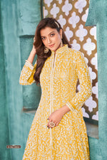 Thumbnail for Anaita Yellow Embroidered Net Anarkali Suit - Distacart