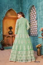 Thumbnail for Anaita Light Green Embroidered Net Anarkali Suit - Distacart