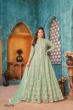 Thumbnail for Anaita Light Green Embroidered Net Anarkali Suit - Distacart