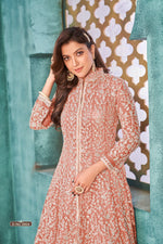 Thumbnail for Anaita Peach Embroidered Net Anarkali Suit - Distacart