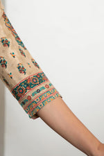 Thumbnail for Juniper Beige Floral Printed Viscose Kurta With Beads & Sequins - Distacart
