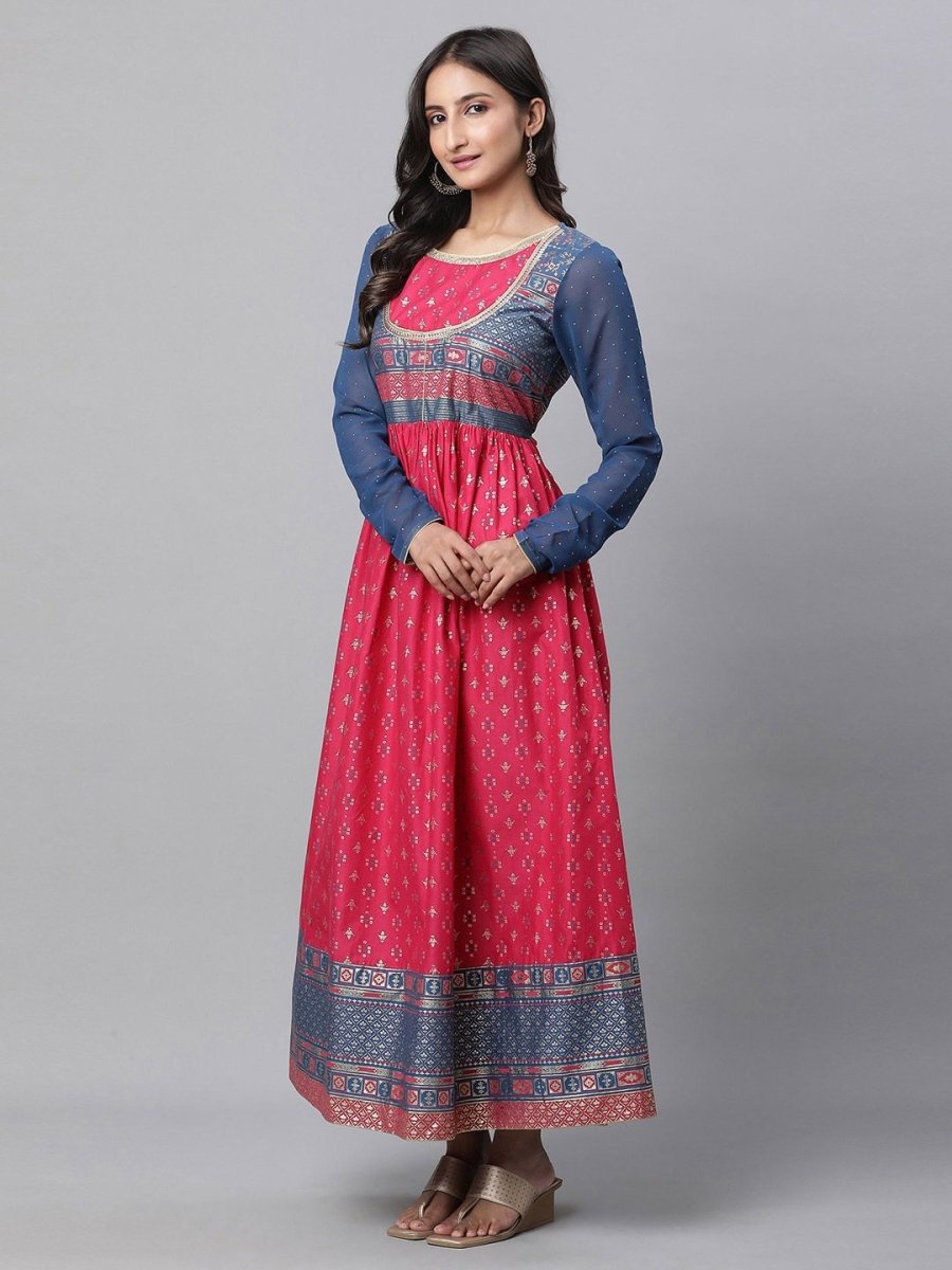 AURELIA Ethnic Motifs Printed Pure Cotton Maxi Dress