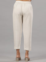 Thumbnail for Juniper Natural Solid Liva Rayon Pant With Lace - Distacart