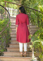 Thumbnail for Juniper Maroon Bandhani Printed Liva Rayon Tunic With Sequins & Thread Work - Distacart