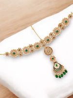Thumbnail for Tehzeeb Creations Traditional Designer Kundan Stone Green Meenakari Choker Bridal Set - Distacart
