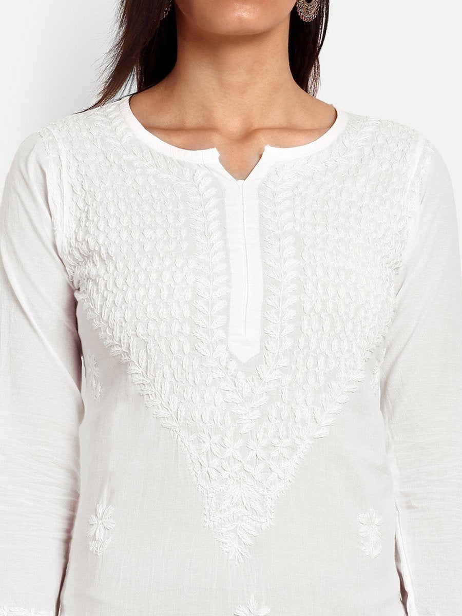 ADA Floral Embroidered Chikankari Kurta - Distacart