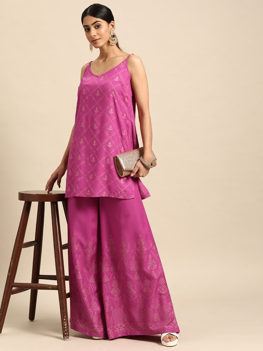 All About You Foil Printed Regular Kurta with Palazzos - Distacart