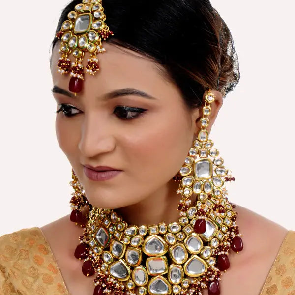 Tehzeeb Creations Kundan Bridal Set for Women & Girls - Distacart